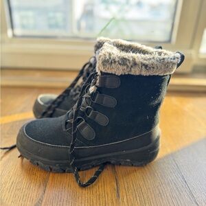 Black Fur-Lined Winter Boots